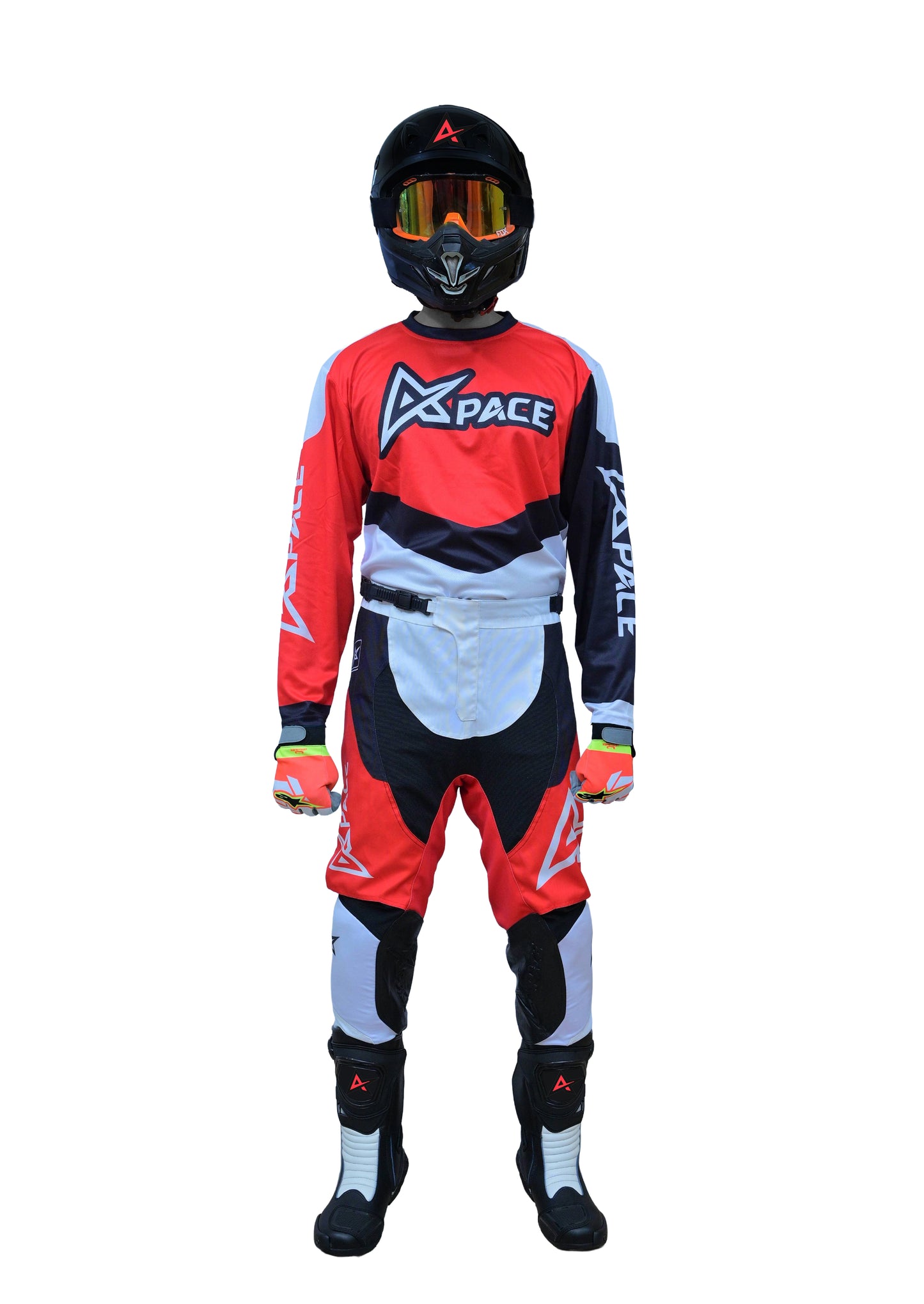 Apace Red White Phantom Motocross/Enduro Set