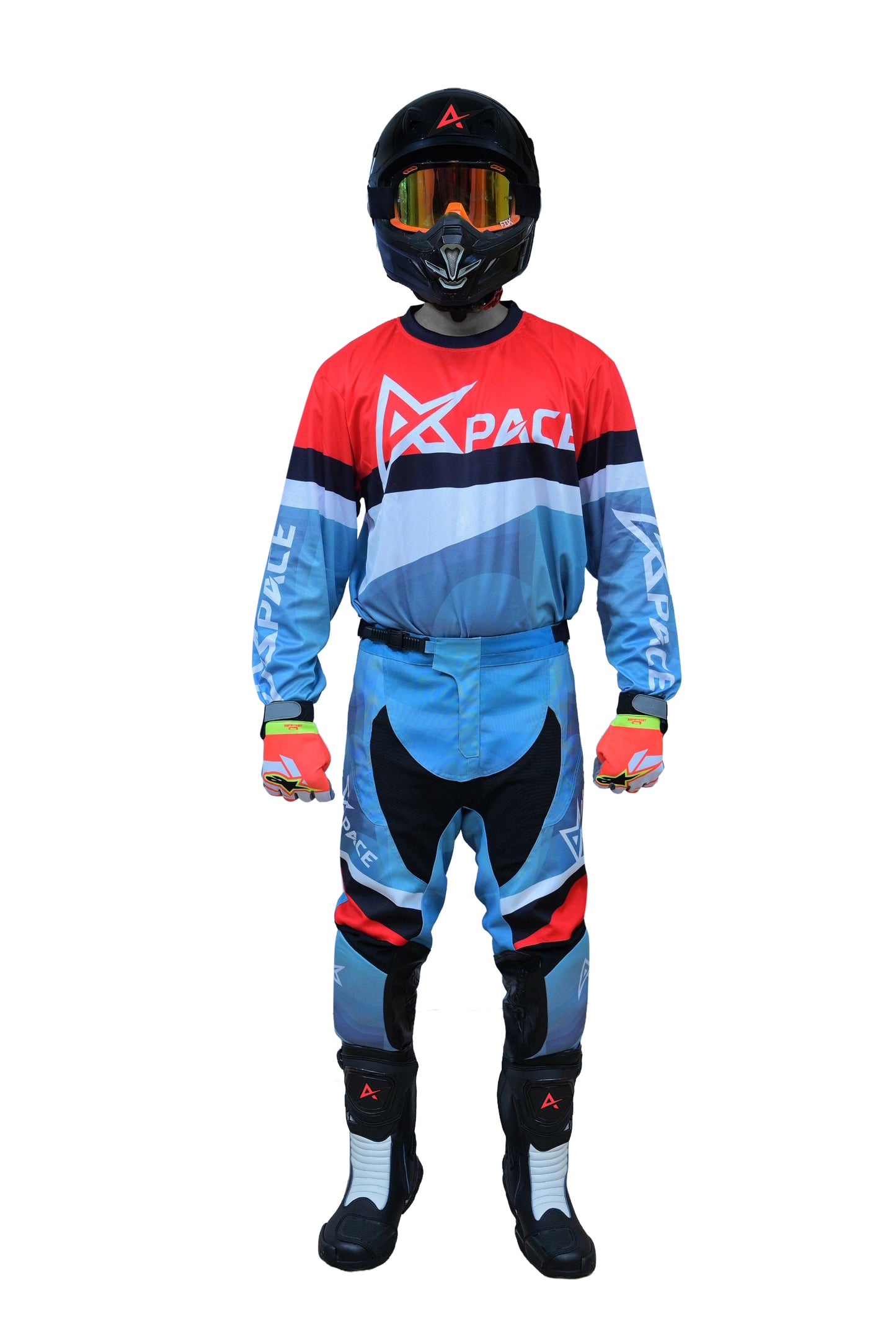 Apace Red Gray Phantom Motocross/Enduro Set