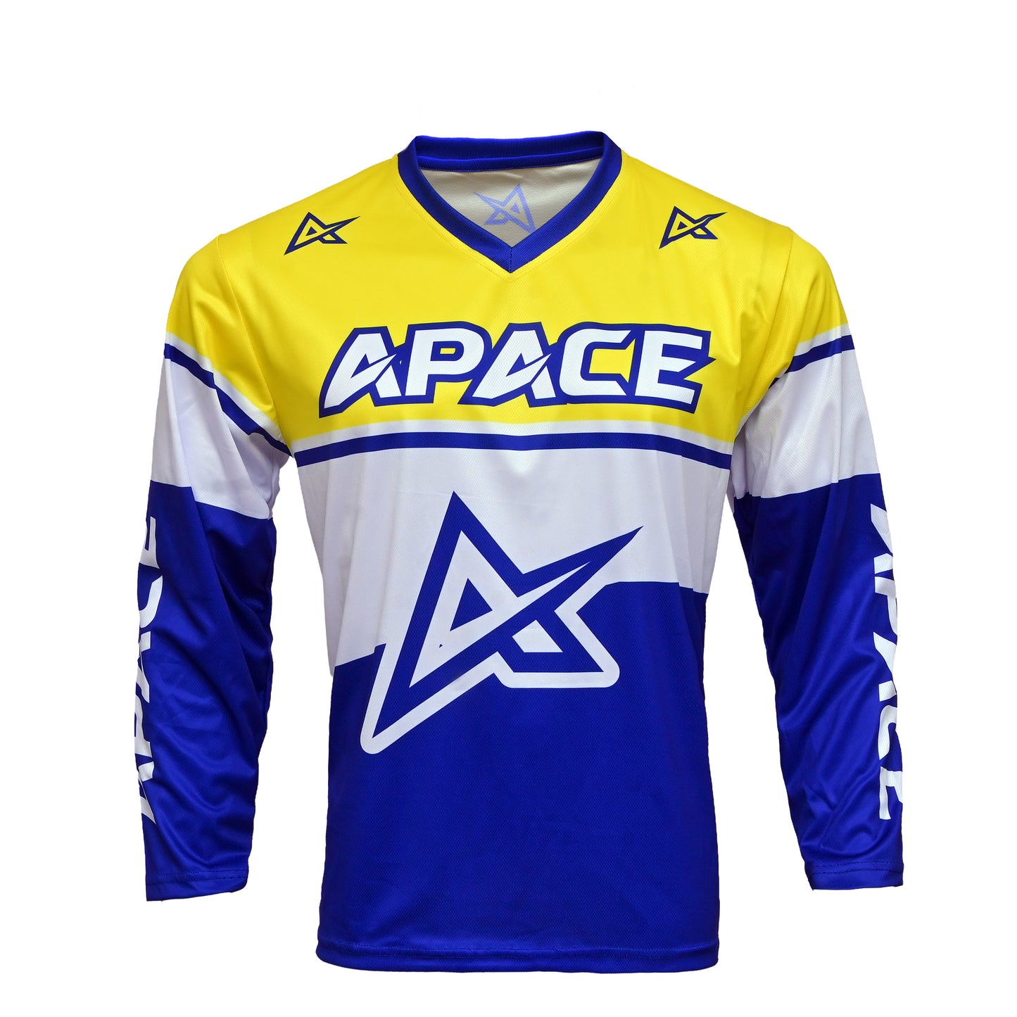 Motocross Jersey Yellow Blue APACE  V Neck